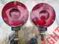 5300 Grote Pair Of Vtg Red Marker Pedestal Signal Stop Indicator Lights Lamps
