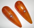 533-1 Signal-stat 9067 Pair Of Amber Bullet Clearance Light Lenses Dietz Signal Stat