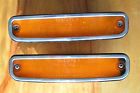 Ap2-3 73-80 Vintage Chevy Truck Oem Marker Lights Amber W Stainless Trim Sae