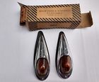80-c Dietz Set Of Vintage Marker Lights Amber Glass Lens Chrome