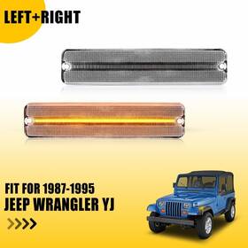 56001424 Auxito For 1987-95 Jeep Wrangler Yj Clear Led Marker Side Lights Signal Fender