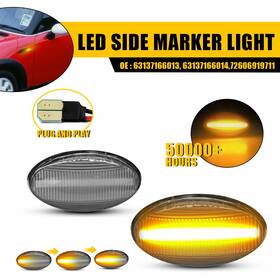 63137166013 Auxito For Cooper R53 R50 2002-06 Smoked/clear Amber Led Turn Signal Side Marker Lights