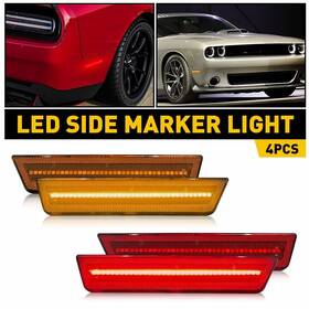 68043394aa Auxito Amber Red Led Front Rear Side Marker Lights For 2008-14 Dodge Challenger