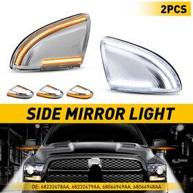 68232478aa Auxito For 09-22 Dodge Ram Chrome Dual Color Led Side Mirror Puddle Light Signal Lamps