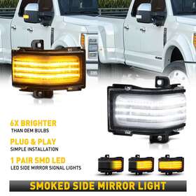 Hsjd-f150-15-22-wy Auxito Smoked Switchback Led Mirror Towing Light Pair For 17-22 Ford Superduty