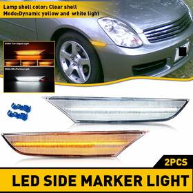 In2550108 Auxito Left 2pcs Clear Side Led Lights Fit Infiniti 03-06 01-06 White Nissan Dynamic Amber