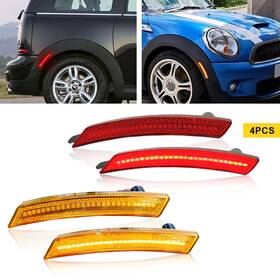 Auxito R55 10/2005 08/2010 For Mini Cooper R50 R53 R52 Smoked Front Amber Rear Red Led Side Marker Lights A