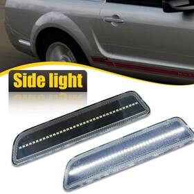 Rb-081cw Auxito 2x Rear Led Side Marker Blinker Lamp Clear White For 2005-2008 2009 Ford Mustang