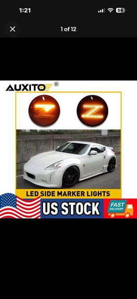 Yzb-307z-09-20 Auxito 2x Dynamic Sequential Smoke Led Side Marker Light Lamp For 2009-2020 Nissan 370z