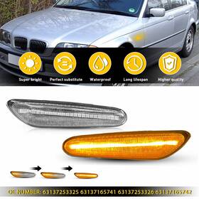 Yzb-bmw-e9024 Auxito 2x Led Side Sequential Marker Lights Fit 10/2001-03/2005 Bmw 3 Series E46 4d/5d