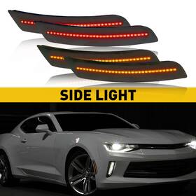Yzb-camaro-16-21-4pcs-ear Auxito Smoke Led Strip Side Parking Marker Light Amber/red Fit For 16-21 Chevy Camaro