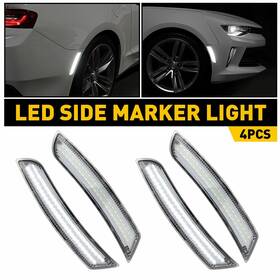 Yzb-camaro-16-22tw4 Auxito Front And Rear 4pcs Led Side Marker Lights White Fit 2016-2022 Chevrolet Camaro Us