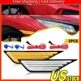 Yzb-civic-16-21-wy Auxito Dark Smoke Led Side Marker Lights Switchback Signal Lamp For Honda Civic 16-21