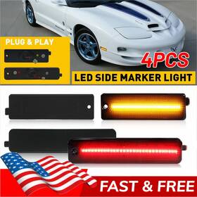 Yzb-firebird-98-02 Auxito Fits 1998-2002 Pontiac Firebird Front And Rear Led Side Bumper Marker Smoked Lens