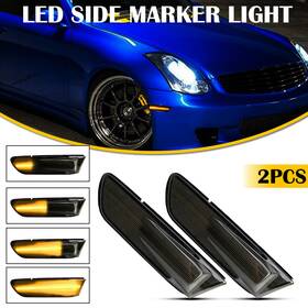 Yzb-g35-03-07 Auxito For 03-07 Infiniti Amber G35 Coupe Led Front Bumper Side Marker Light Smoke 2pcs