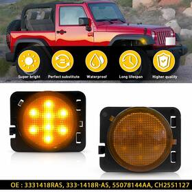 Yzb-jk-07-18-hk Auxito Pair Front Fender Amber Lens Led Side Marker Light For 2007-18 Jeep Wrangler Jk Yzb-jk-07-18-hk Auxito Pair Front Fender Amber Lens Led Side Marker Light For 2007-18 Jeep Wrangler Jk