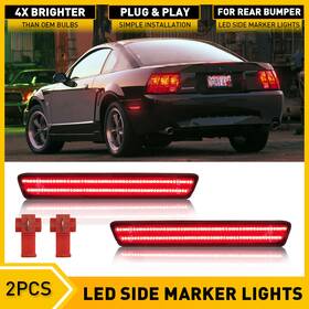Yzb-mustang-99-04-rr Auxito Dark Smoke For 99-04 Ford Mustang Red Led Rear Side Marker Lights Lamps Pair