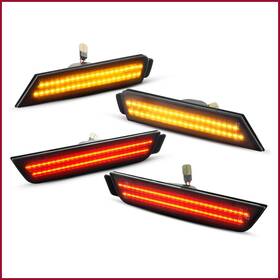 Or-71213-or-71212 Gempro Led Side Marker Lights Front Rear For 10-15 Chevy Camaro Smoked Strips Fender