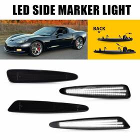 10440721 Marvelouspace 4pcs Side Marker Led Smoked Light Front White Rear For Corvette 05-13 Chevy C6