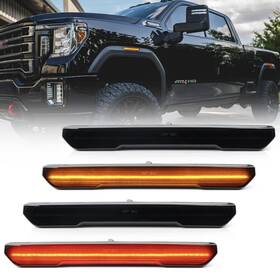 Rb-360bw Nslumo 4x White Led Side Marker Lights For 20-22 Gmc Sierra 2500 3500 Front Rear Smoked