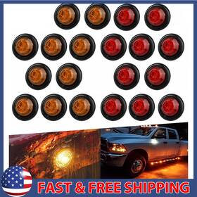 Ww20034-eok Oxilam 20x Round Side Marker Pickup Lights 3/4 Inch Led Bullet Light Truck Trailer Amber Red