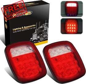 Gtcv-0935543268 Partsam 2x Universal 16 Led Stop Tail Turn Signal Backup Reverse Red Lens