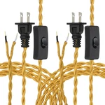 Pcs 8FT 18/2 Twisted Cloth Lamp Cord With Button And Plug, Golden. Fixed Price $23.35.