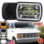 For 1988-1993 Dodge B150 B250 B350 7X6" Led Headlight Hi/lo Beam Turn Drl. Fixed Price $31.99.