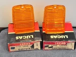 Nos Lucas L677 Amber Lens #54579153 Small Front Indicator Lamp Mg Triumph - Pair. Fixed Price $88.50.