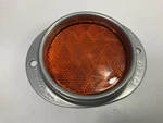 Grote 4019 Amber / Silver Steel Two-hole Trailer Reflector, 3" Lens, Vintage Usa. Fixed Price $8.96.