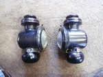 2-ANTIQUE Corcoran Victor Co. Ford Model Side Lt. Kerosene Carriage Lanterns. Fixed Price $159.95.