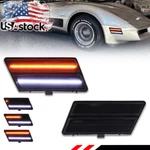 2X Smoked Dynamic Led Front Turn Signal Side Marker Lights For 80-82 Corvette C3. Fixed Price $99.99.