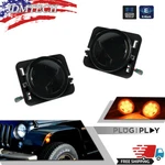 Pair Front Fender Led Side Marker Light Smoke Lens For 2007-18 Jeep Wrangler Jk. Fixed Price $14.99.