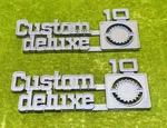Oem 1975 - 1980 Front Fender "custom Deluxe 10" Emblem Set Squarebody 349682 Gm. Fixed Price $45.00.