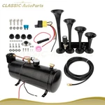Gal 12V Pressure Gauge 4 Trumpet Train Sound Air Horn Full System Kit For Car. Fixed Price $110.38.