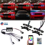 Rgbw Led Multi-color Headlight Halo Bluetooth Set For 15-19 Dodge Challenger. Fixed Price $238.00.