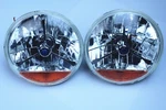 Street Hot Rat Rod 7" Tri Bar Blue Dot H4 Headlights Pair Amber Turn Signals 12V. Fixed Price $58.79.