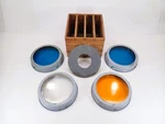 Vintage Holophane High-stress Glass Signal Lenses Set Of 4 With Wood Case. Fixed Price $229.00.