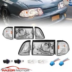 1987-1993 Ford Mustang Chrome Headlights W/corner Parking Lamp. Fixed Price $118.28.
