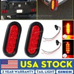 2 Red 6" Oval Trailer Lights 10 Stop Turn Tail Truck Sealed Grommet Plug Dot. Fixed Price $10.24.