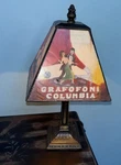 Vintage Rare Grafofoni Columbia Slag Glass Painted Revival Table Lamp. Fixed Price $138.55.