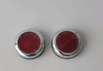 BS2515 Set Of Red Lucas Reflectors W/ Mounts Chrome Bsa Triumph Norton. Fixed Price $75.00.