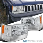 Fits 93-96 Jeep Grand Cherokee Clear Lens Headlights Bumper Corner Lamps Pair. Fixed Price $93.91.