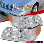 Fit 1998-2011 Ford Crown Victoria Headlights+corner Signal Lamp Left+right 98-11. Fixed Price $78.99.