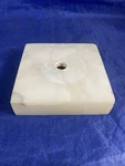 Marble Lamp Base 3 7/8 White & Gray For Electric Drilled On The Side Vtg. Fixed Price $12.00.