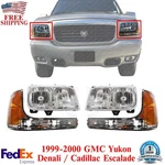 Headlights Assembly + Signal For 1999-2000 Gmc Yukon / Cadillac Escalade. Fixed Price $289.20.
