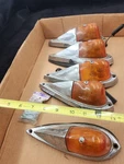 5 Vintage Yankee 77 Marker Lights W/ Amber Lens Teardrop SAE-PI-69 Poli. Fixed Price $151.00.