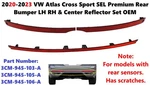 20-23 Vw Atlas Cross Sport Sel Premium Rear Bumper Lh Rh & Center Reflector Set. Fixed Price $140.00.