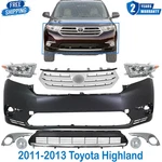 Front Bumper Cover Primed & Grille Assembly Chrome For 2011-2013 Toyota Highland. Fixed Price $485.98.