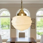 Vintage Milk Glass Pendant Light With Antique Brass Finish, 13.8. Fixed Price $263.99.
